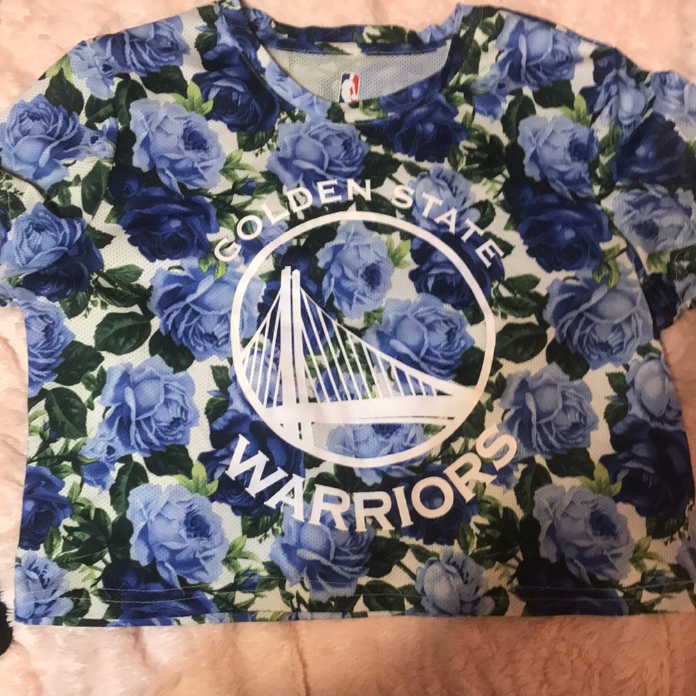 Cute blue rose golden state warriors crop top